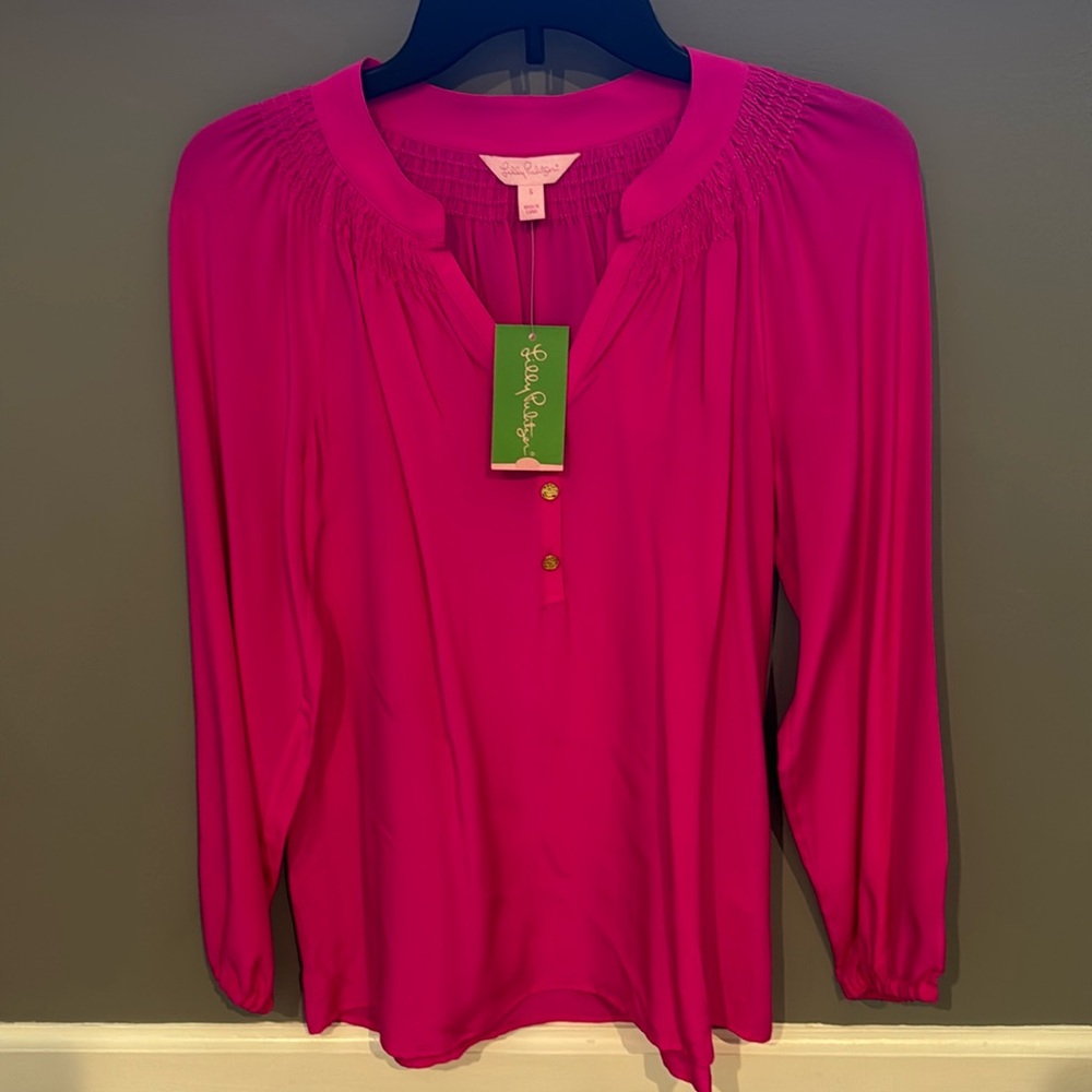 LILLY PULITZER SIZE SMALL PINK ELSA BLOUSE NWT